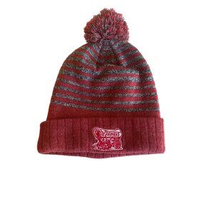 Oklahoma Sooners Striped Knit Beanie With Pom & Embroidered Logos